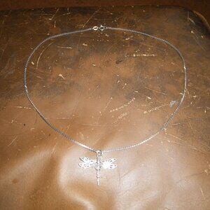 Women's Sterling Silver 18" Necklace w/ Dragonfly Charm Pendant